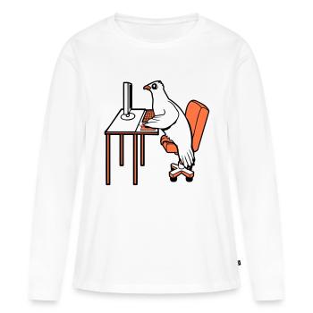 Pigeon Works Bureau Ordinateur Clavier Souris Gamer - T-shirt manches longues Premium bio Femme - blanc - Devant - Julia (174cm)
