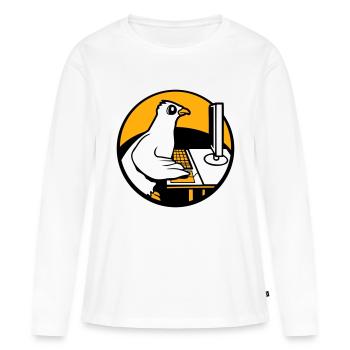 Pigeon Works Bureau Ordinateur Clavier Souris Gamer - T-shirt manches longues Premium bio Femme - blanc - Devant - Julia (174cm)