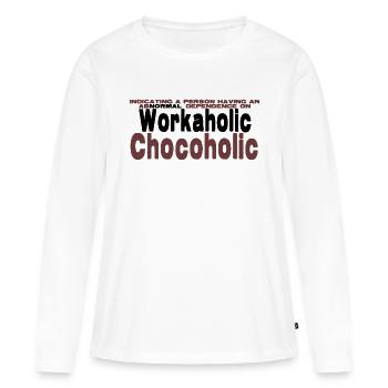 Travail, bourreau de travail et dicton drôle - T-shirt manches longues Premium bio Femme - blanc - Devant - Julia (174cm)