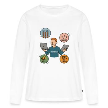 FIGMA-KONFIGURATION - Frauen Premium Bio Langarmshirt - Weiß - Vorne - Julia (174cm)