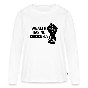 La richesse n’a pas de conscience - T-shirt manches longues Premium bio Femme - blanc - Devant - Julia (174cm)