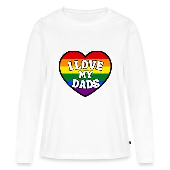 J’aime mes papas - T-shirt manches longues Premium bio Femme - blanc - Devant - Julia (174cm)
