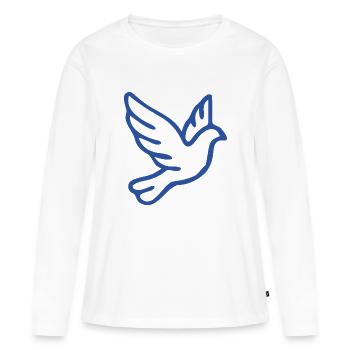Symbole de la paix dans un élégant dessin d’une ligne - T-shirt manches longues Premium bio Femme - blanc - Devant - Julia (174cm)