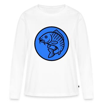 Poisson carpe - T-shirt manches longues Premium bio Femme - blanc - Devant - Julia (174cm)