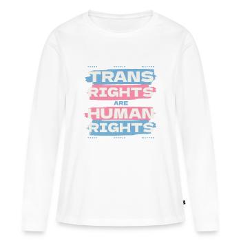 Les droits des personnes trans sont des droits de la personne - T-shirt manches longues Premium bio Femme - blanc - Devant - Julia (174cm)