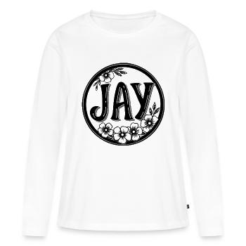 Jay, Calligraphie Design - T-shirt manches longues Premium bio Femme - blanc - Devant - Julia (174cm)