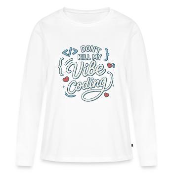 Vibe coding - T-shirt manches longues Premium bio Femme - blanc - Devant - Julia (174cm)