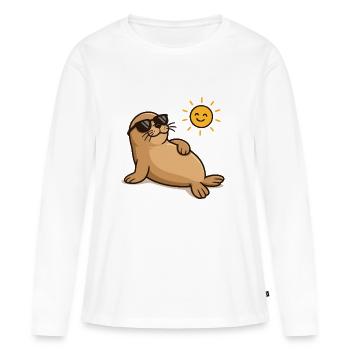 seehund sonnenbrille - Frauen Premium Bio Langarmshirt - Weiß - Vorne - Julia (174cm)