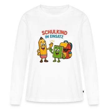 Attention start of school - schoolchild in action ! - Women's Premium Organic Long Sleeve Shirt - white - Front - Julia (174cm)