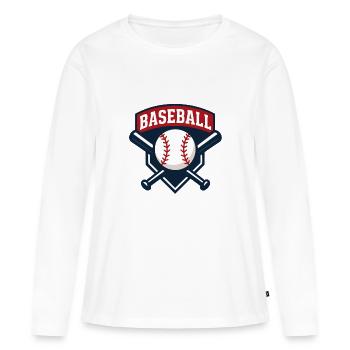 Logo de baseball - T-shirt manches longues Premium bio Femme - blanc - Devant - Julia (174cm)