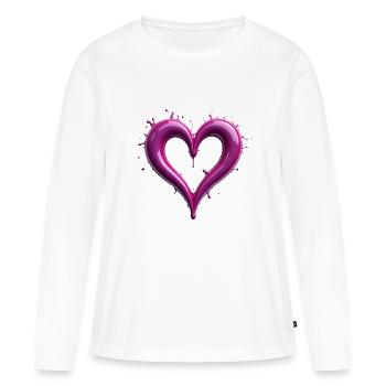 Splattering Pink Heart - Women's Premium Organic Long Sleeve Shirt - white - Front - Julia (174cm)