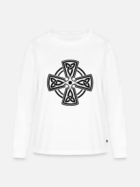 CELTIC CROSS - Frauen Premium Bio Langarmshirt - Weiß