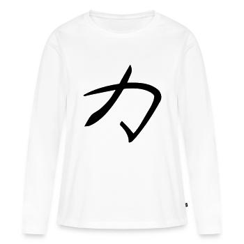 Kanji - Puissance - T-shirt manches longues Premium bio Femme - blanc - Devant - Julia (174cm)