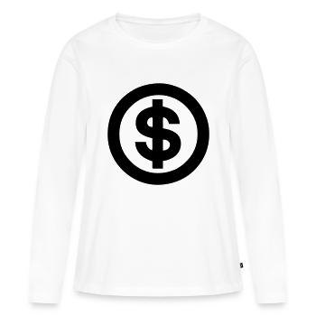 Dollar,Monnaie,Devise - T-shirt manches longues Premium bio Femme - blanc - Devant - Julia (174cm)