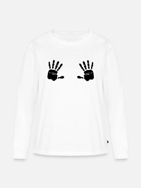 Hände - Frauen Premium Bio Langarmshirt - Weiß