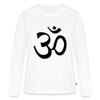 Om - Frauen Premium Bio Langarmshirt - Weiß - Vorne - Julia (174cm)