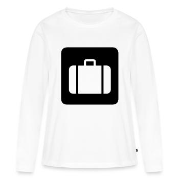 valise,voyage,aéroport,Gare ferroviaire - T-shirt manches longues Premium bio Femme - blanc - Devant - Julia (174cm)