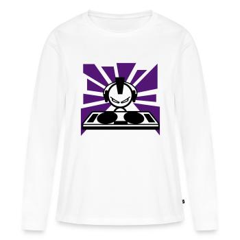 DJ - T-shirt manches longues Premium bio Femme - blanc - Devant - Julia (174cm)