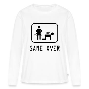 Game Over - T-shirt manches longues Premium bio Femme - blanc - Devant - Julia (174cm)