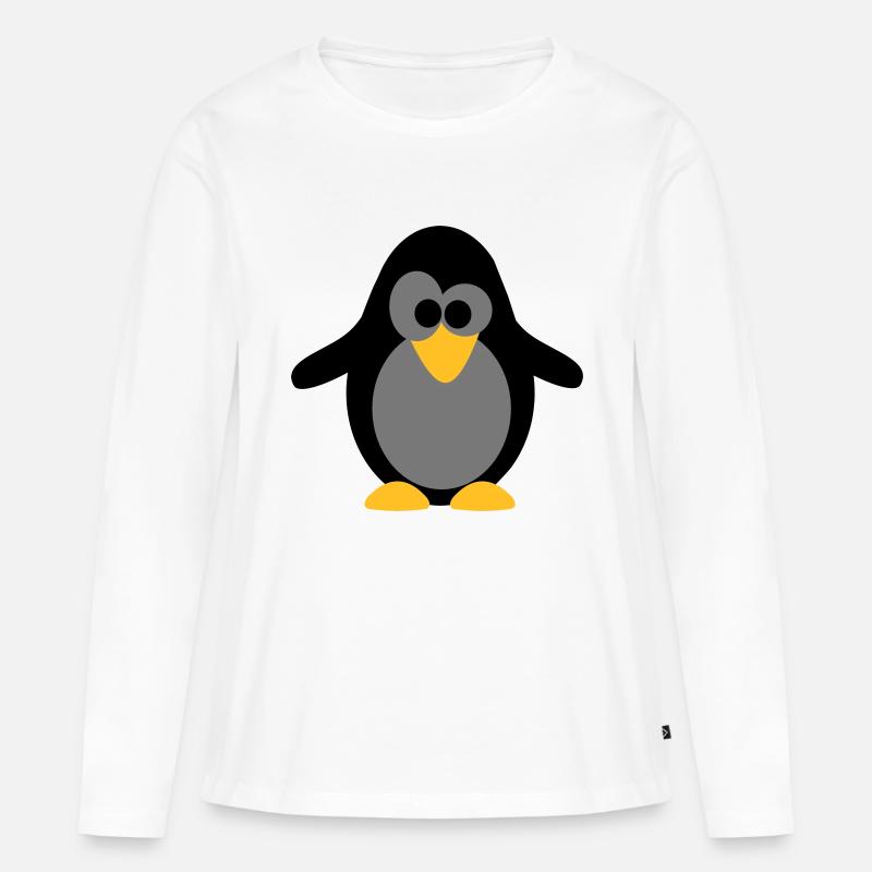 Pinguin - Frauen Premium Bio Langarmshirt - Weiß