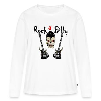 skull rockabilly - T-shirt manches longues Premium bio Femme - blanc - Devant - Julia (174cm)