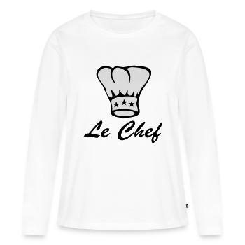 cuisinier - bouchon - chef - T-shirt manches longues Premium bio Femme - blanc - Devant - Julia (174cm)