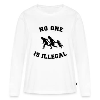 no one is illegal - T-shirt manches longues Premium bio Femme - blanc - Devant - Julia (174cm)