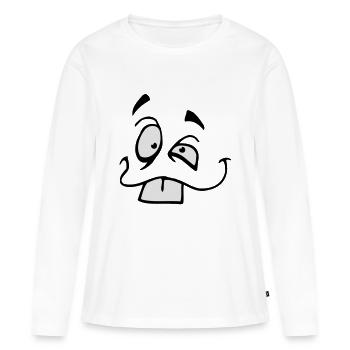 Visage comique souriant avec de grandes dents de lapin - T-shirt manches longues Premium bio Femme - blanc - Devant - Julia (174cm)