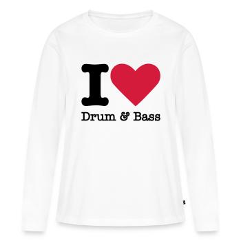 J'aime Drum & Bass - T-shirt manches longues Premium bio Femme - blanc - Devant - Julia (174cm)