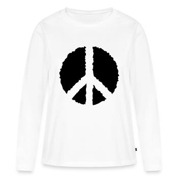 PEACE PEACE- - Frauen Premium Bio Langarmshirt - Weiß - Vorne - Julia (174cm)