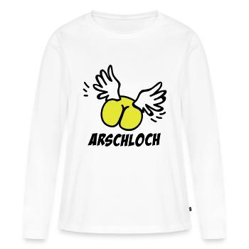 Arschloch - Frauen Premium Bio Langarmshirt - Weiß - Vorne - Julia (174cm)