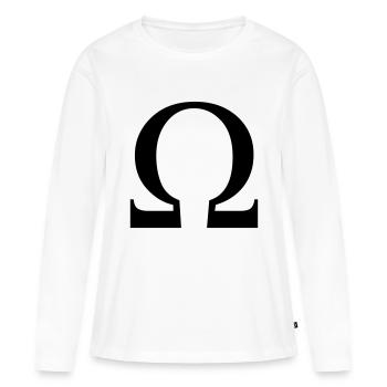 omega greek - T-shirt manches longues Premium bio Femme - blanc - Devant - Julia (174cm)