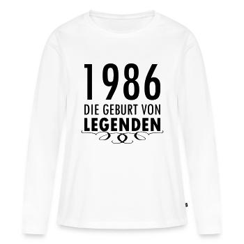 die Geburt 1986 - Frauen Premium Bio Langarmshirt - Weiß - Vorne - Julia (174cm)