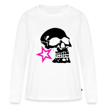 tete de mort crane profil etoile logo - T-shirt manches longues Premium bio Femme - blanc - Devant - Julia (174cm)