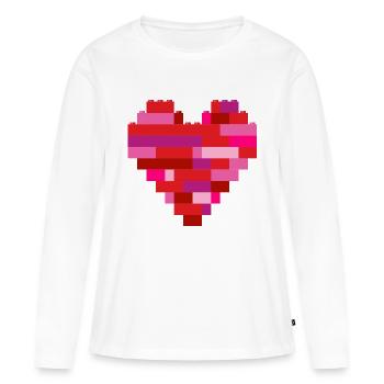 Coeur en briques - T-shirt manches longues Premium bio Femme - blanc - Devant - Julia (174cm)