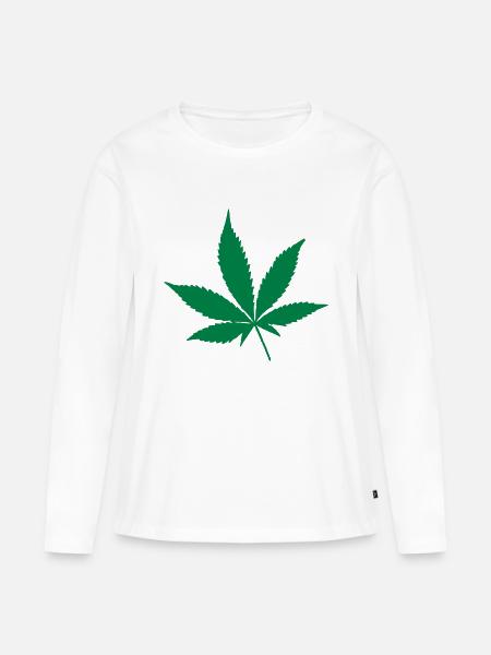 Hanfblatt 2 - Frauen Premium Bio Langarmshirt - Weiß