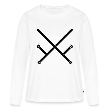 Faiseur d'opinion - Baton - Tonfa - croisé - T-shirt manches longues Premium bio Femme - blanc - Devant - Julia (174cm)