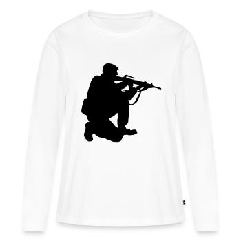 militaire - T-shirt manches longues Premium bio Femme - blanc - Devant - Julia (174cm)
