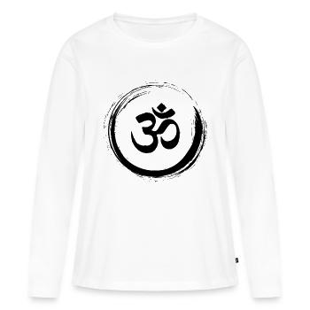 Yoga black OM - Frauen Premium Bio Langarmshirt - Weiß - Vorne - Julia (174cm)