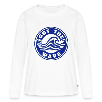 Vous avez le Waves logo Wave - T-shirt manches longues Premium bio Femme - blanc - Devant - Julia (174cm)