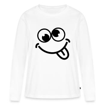 smiley_dumb_c1 - Women's Premium Organic Long Sleeve Shirt - white - Front - Julia (174cm)