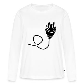noir connectez le câble de connexion - T-shirt manches longues Premium bio Femme - blanc - Devant - Julia (174cm)
