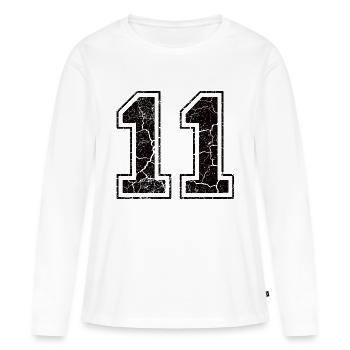 Paie 11 in Used Look - T-shirt manches longues Premium bio Femme - blanc - Devant - Julia (174cm)