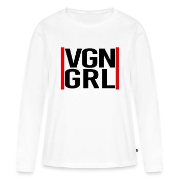 VGN GRL - Vegan Girl - Frauen Premium Bio Langarmshirt - Weiß - Vorne - Julia (174cm)