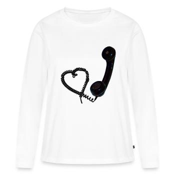 Rétro combiné de téléphone avec le coeur - T-shirt manches longues Premium bio Femme - blanc - Devant - Julia (174cm)