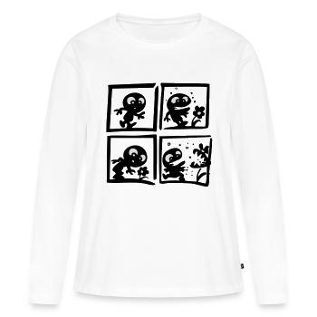 fleur carnivore - T-shirt manches longues Premium bio Femme - blanc - Devant - Julia (174cm)