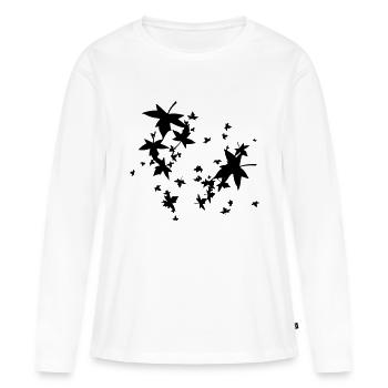 Feuilles feuille automne 1c - T-shirt manches longues Premium bio Femme - blanc - Devant - Julia (174cm)