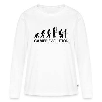 gamer evolution - T-shirt manches longues Premium bio Femme - blanc - Devant - Julia (174cm)