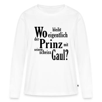 Est où exactement le prince - T-shirt manches longues Premium bio Femme - blanc - Devant - Julia (174cm)