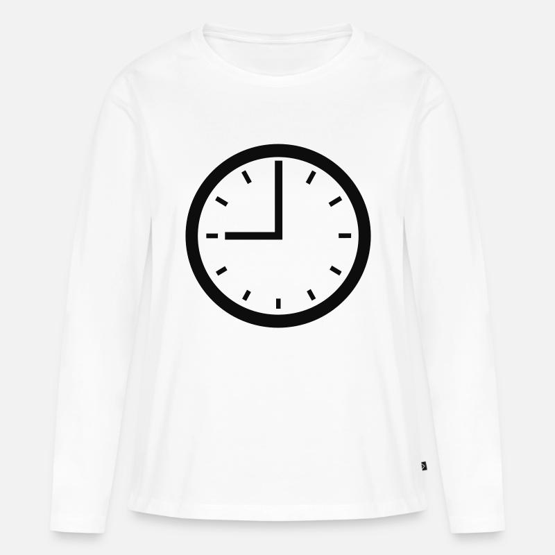 Uhr - Frauen Premium Bio Langarmshirt - Weiß